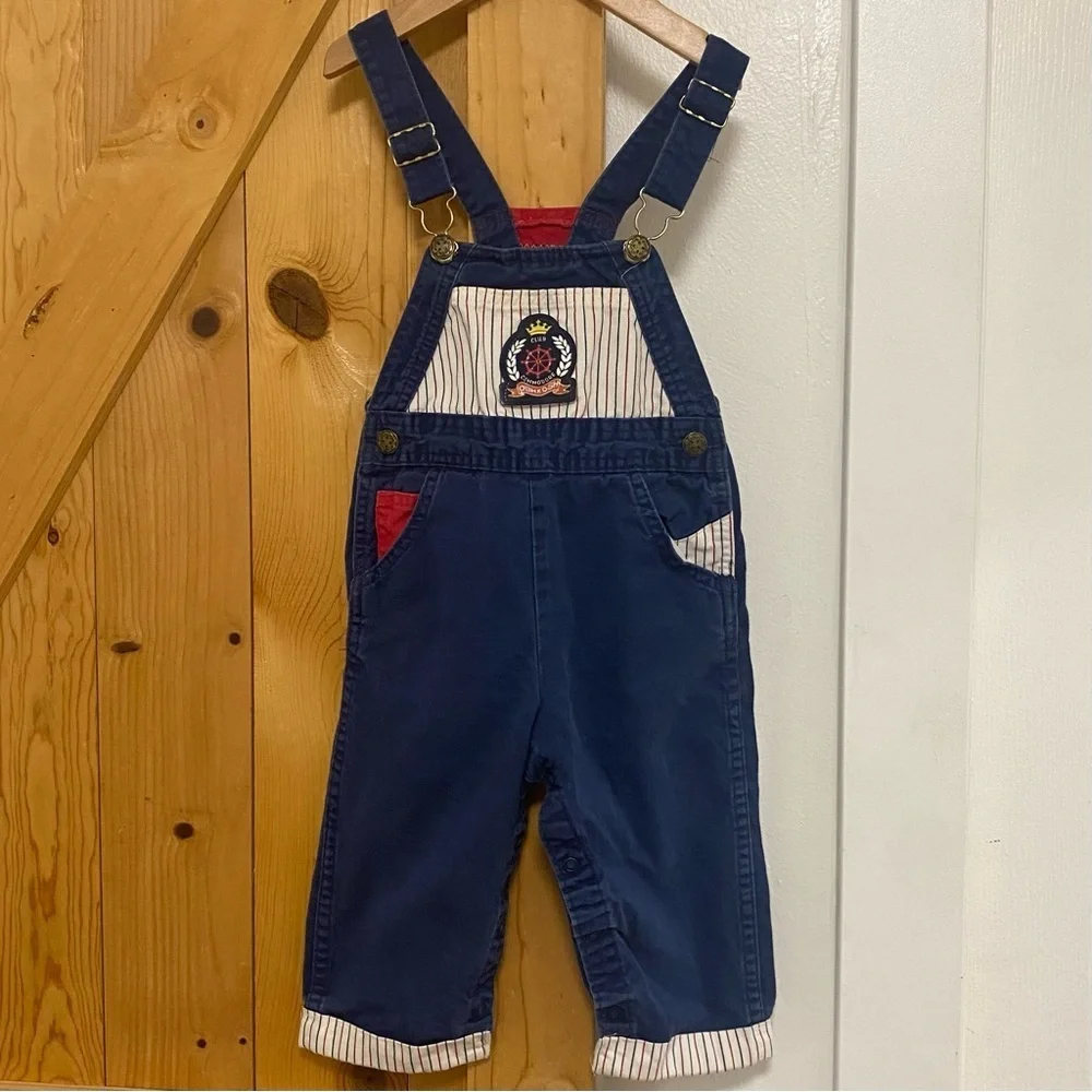 Vintage OshKosh Boys Navy Blue Club Commodore Overalls